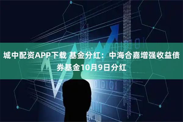 城中配资APP下载 基金分红:中海合嘉增强收益债券基金10月9日分红