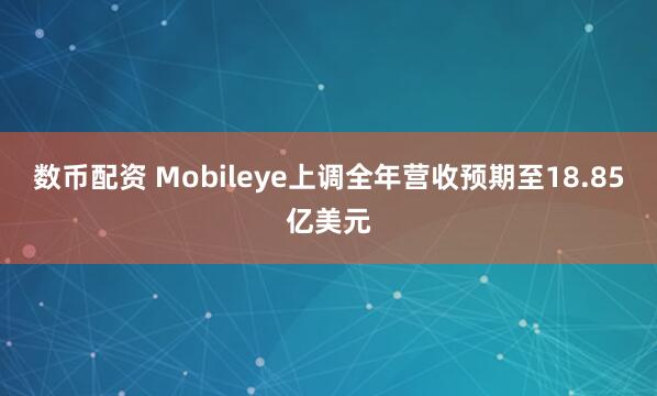 数币配资 Mobileye上调全年营收预期至18.85亿美元